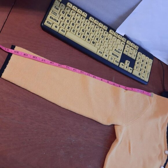 NEW ! Juoiantang Women Cropped Shrug Open Front Basic Sweater Top Yellow Very Sz - Picture 6 of 7